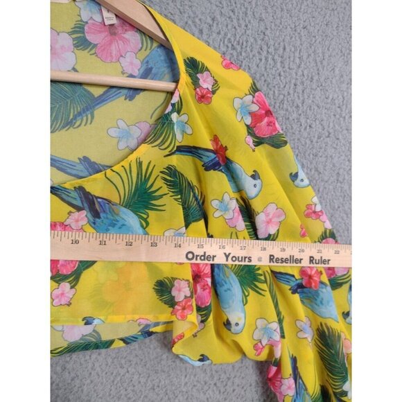 Soft Surroundings Parrot Print Crop Top Yellow Floral Boho Festival Top Small - Picture 4 of 9